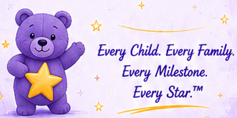 Purple teddy bear holding a star