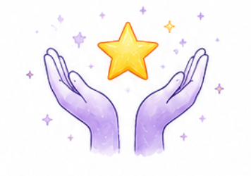 Supportive hands holding a star illustration