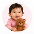 Baby holding teddy bear