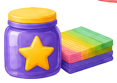 Jar with colorful cards illustration
