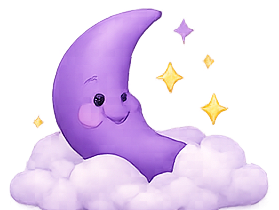 Moon resting on clouds illustration