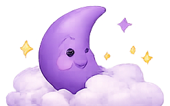 Sleepy moon on clouds illustration